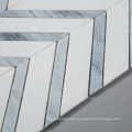 White And Blue Mixed Color Chevron Mosaic Glass Tile For Wall